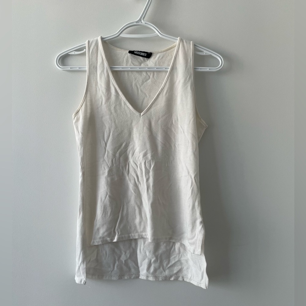 Missguided White High Low V Neck Tank - size 6